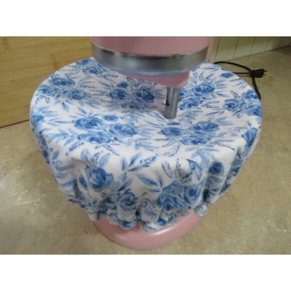 Kitchenaid Bowl Cover, Reversible Black White Floral and Blue Rose Mixer Cover - Picture 8 of 8